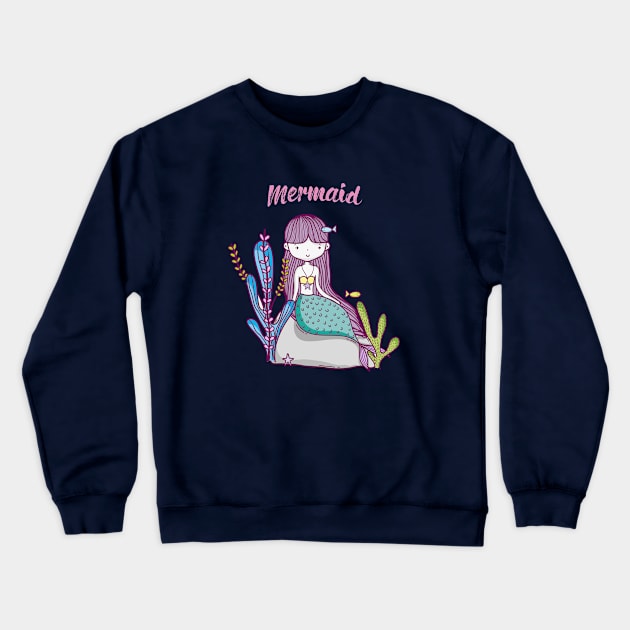 Cute Mermaid Lover Crewneck Sweatshirt by JeffDesign